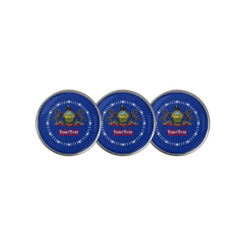 Personalized Your Text Pennsylvania State Flag on Golf Ball Marker