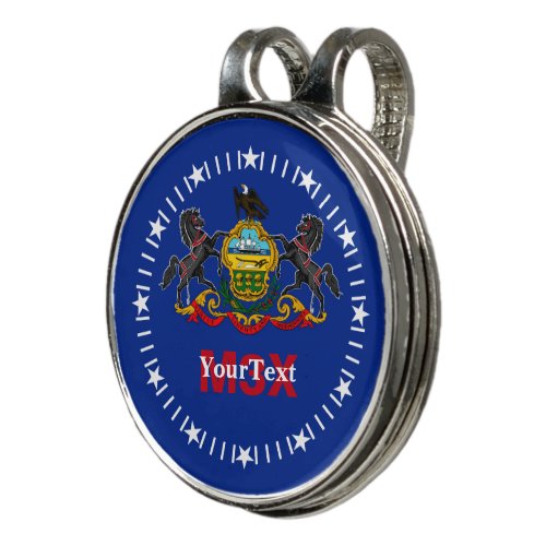 Personalized Your Text Pennsylvania State Flag on Golf Hat Clip
