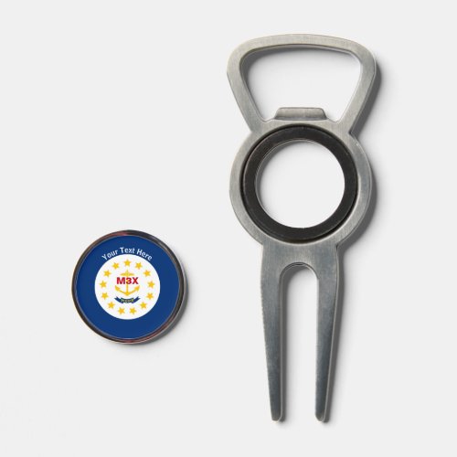 Personalized Your Text Rhode Island State Flag on Divot Tool