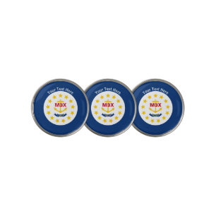 Personalized Your Text Rhode Island State Flag on Golf Ball Marker