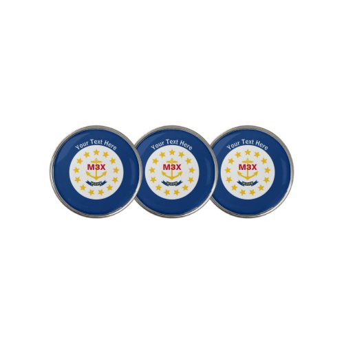 Personalized Your Text Rhode Island State Flag on Golf Ball Marker