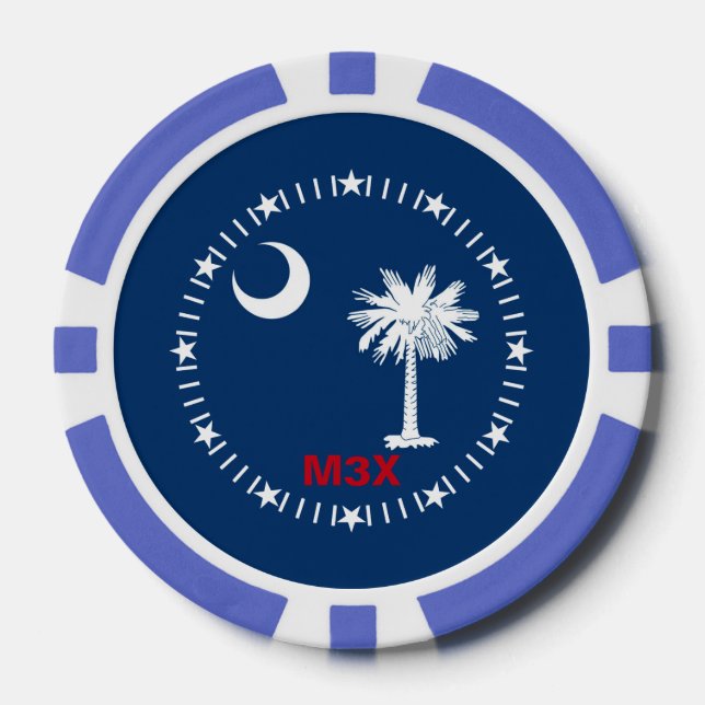 Personalized Your Text South Carolina State Flag Poker Chips (Front)