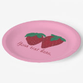 Personalized Your Text Strawberries Paper Plates (Angled)