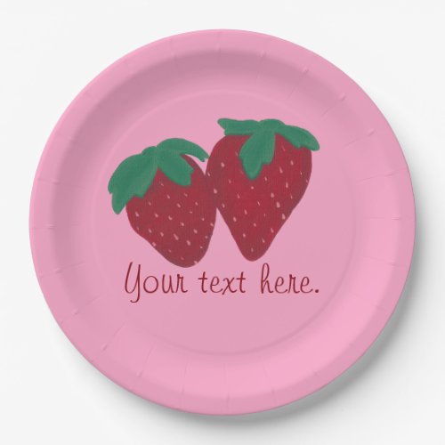 Personalized Your Text Strawberries Paper Plates