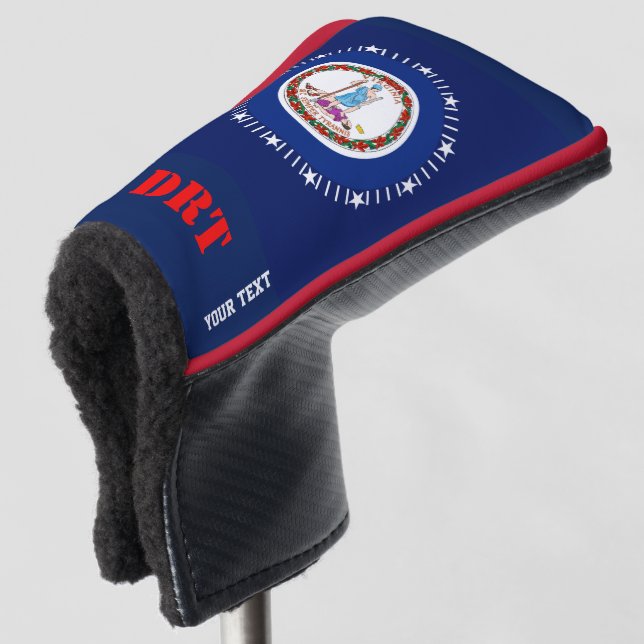 Personalized Your Text Virginia State Flag on a Golf Head Cover (3/4 Front)