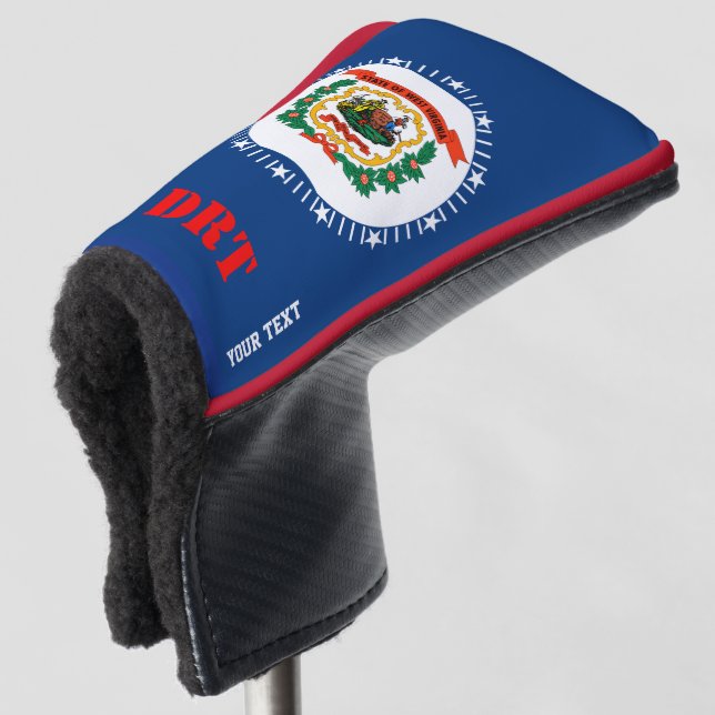 Personalized Your Text West Virginia State Flag Golf Head Cover (3/4 Front)