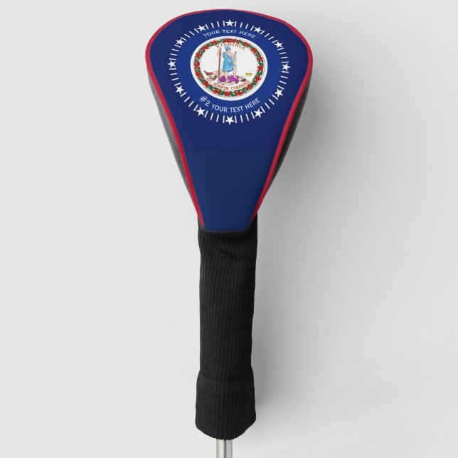 Personalized Your Virginia State Flag on a Golf Head Cover (Front)