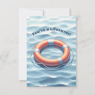 Personalized You're a Lifesaver Gratitude Pun Thank You Card