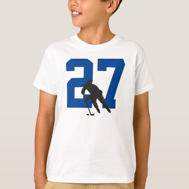 Personalized Youth Hockey Player Number T-Shirt (Front)