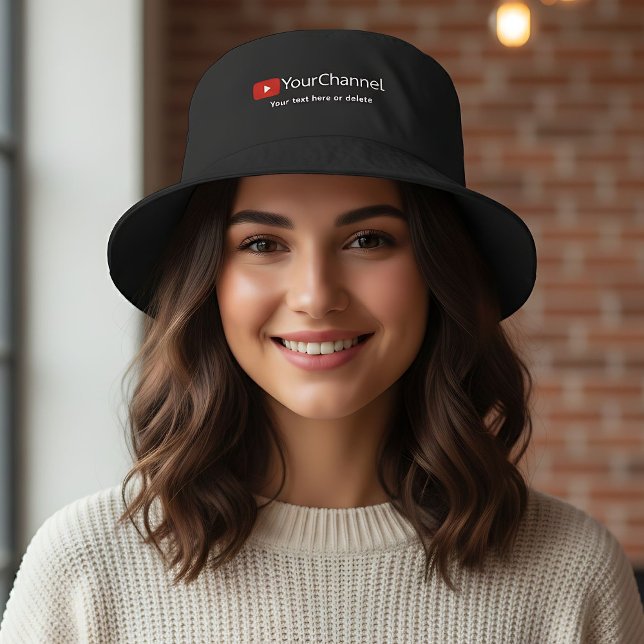 Personalized Youtube Channel Name Custom Black Bucket Hat (Creator Uploaded)