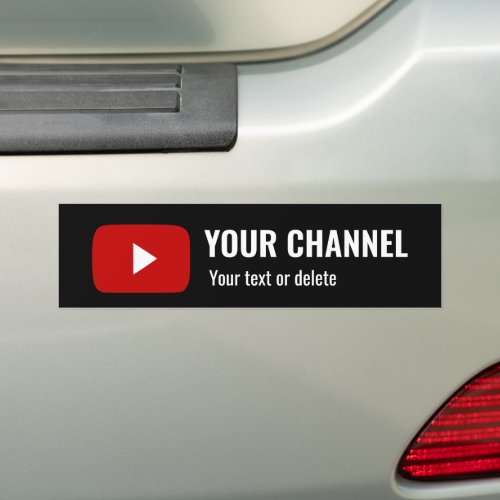 Personalized Youtube Channel Name Custom Black Bumper Sticker