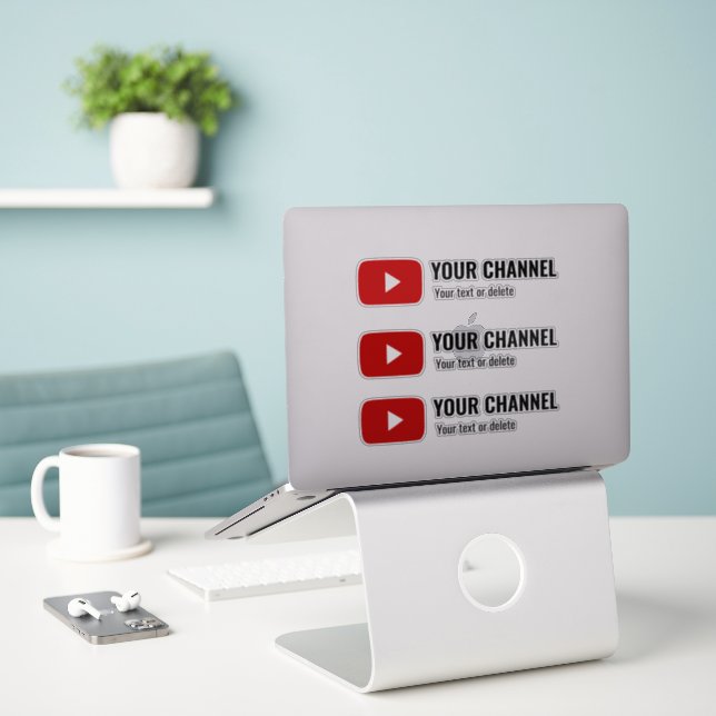 Personalized Youtube Channel Name Custom Sticker (Laptop On Desk)