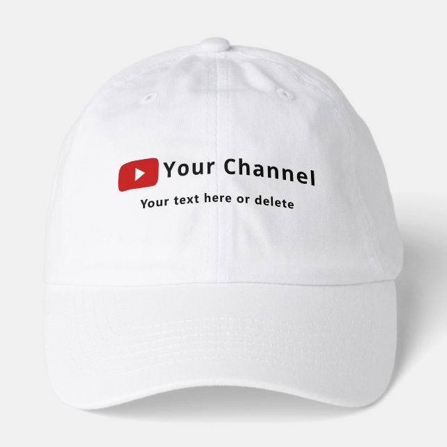 Personalized Youtube Channel Name Custom White Hat (Front)