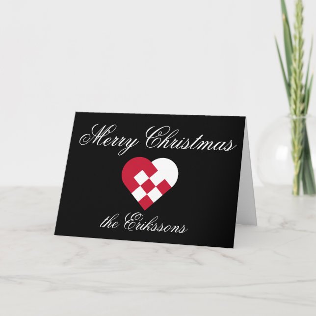 Personalized Yule Heart Christmas Card (Front)