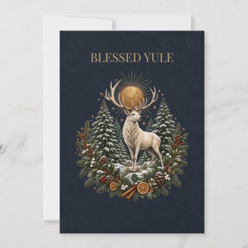 Personalized Yule Stag Winter Solstice Card