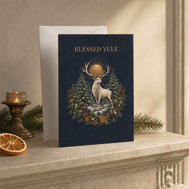 Personalized Yule Stag Winter Solstice Card (Personalized Yule Stag Winter Solstice Card)