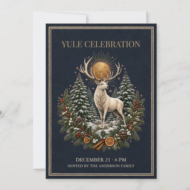 Personalized Yule Winter Solstice Invitation (Front)