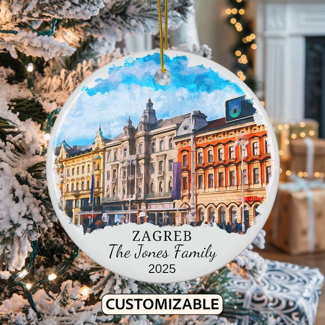 Personalized Zagreb Ornament, Croatia Ceramic Ornament (Creator Uploaded)