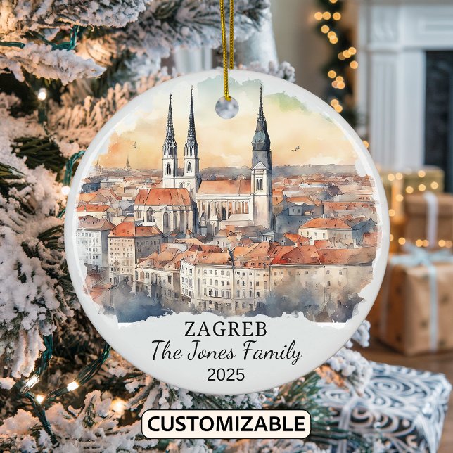 Personalized Zagreb Ornament, Croatia Gift Ceramic Ornament (Creator Uploaded)