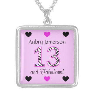 Personalized Zebra: 13th Birthday Necklace