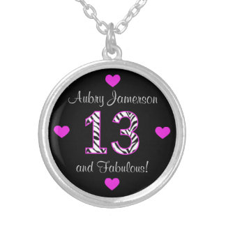Personalized Zebra: 13th Birthday Necklace