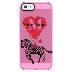 Personalized zebra and love heart clear iPhone SE/5/5s case