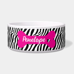 Personalized Zebra Animal Print Bone  Bowl