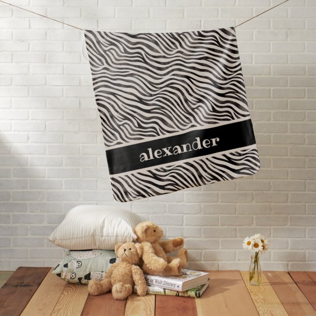 Personalized Zebra Baby Blanket (In Situ)