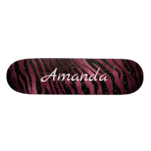 Personalized Zebra Black & Burgundy Glitter