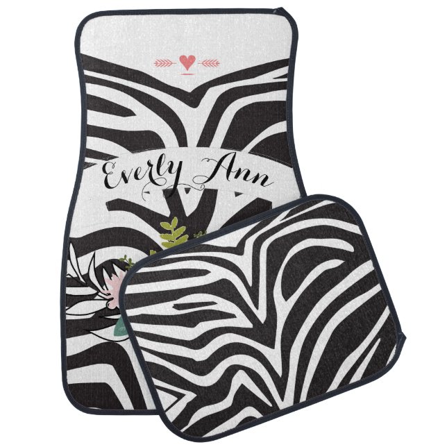 Personalized Zebra Modern Arrow Pattern Car Floor Mat (Set)