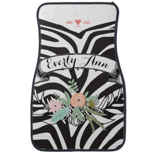 Personalized Zebra Modern Arrow Pattern Car Mat