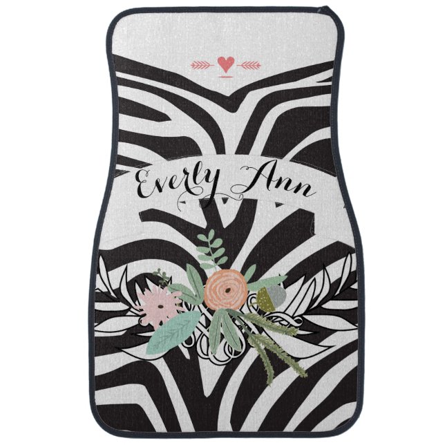 Personalized Zebra Modern Arrow Pattern Car Mat (Front)