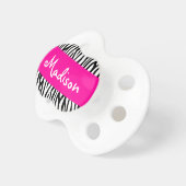Personalized Zebra Pink Pacifier (Front Right)