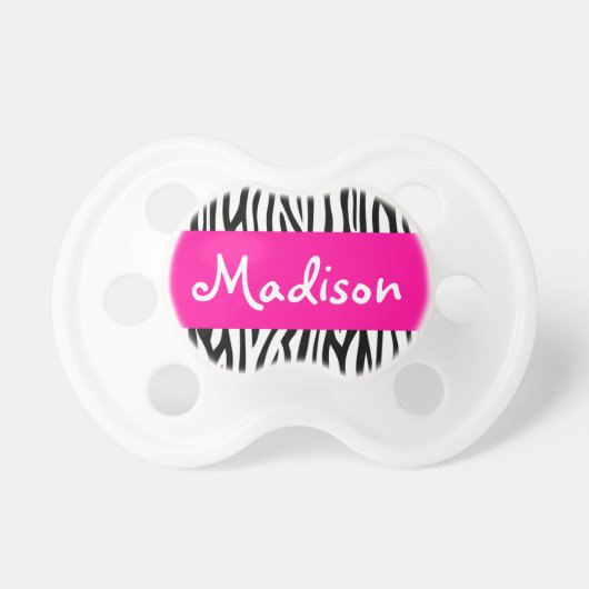 Personalized Zebra Pink Pacifier (Front)