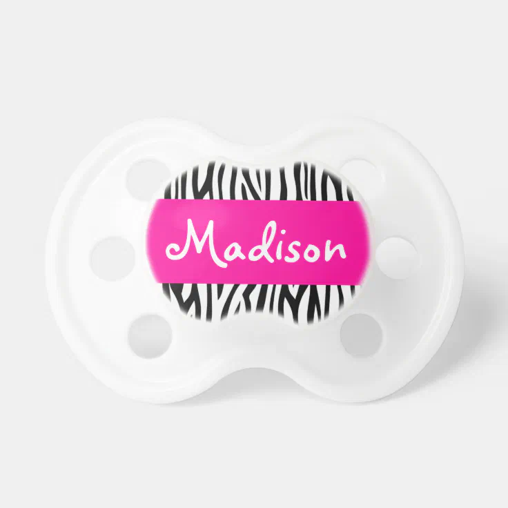 Personalized Zebra Pink Pacifier | Zazzle