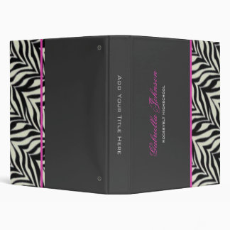 Personalized: Zebra Pink Trimmed Binder