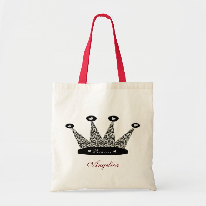 Personalized Zebra Princess Crown Tote Bag