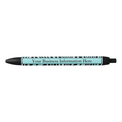 Personalized Zebra Print Black and Teal Turquoise  Black Ink Pen