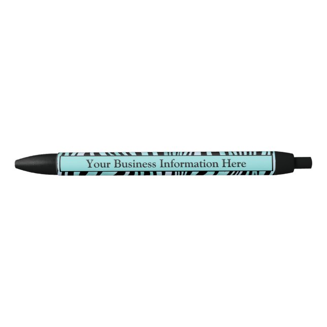 Personalized Zebra Print Black and Teal Turquoise  Pen (Front)