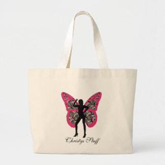Personalized Zebra Print Butterfly Girl Tote Bag