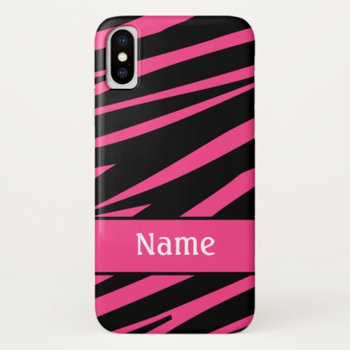 Personalized Zebra Print Pink Black Pattern iPhone X Case