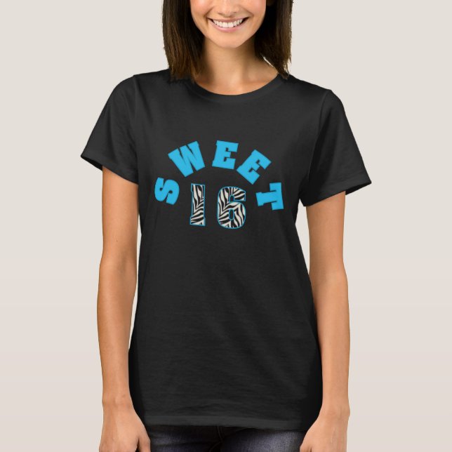 Personalized Zebra Print Sweet 16 Tshirt (Front)