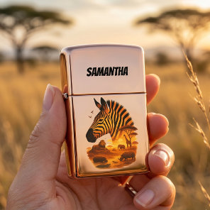 Personalized Zebra Safari Sunset Zippo Lighter