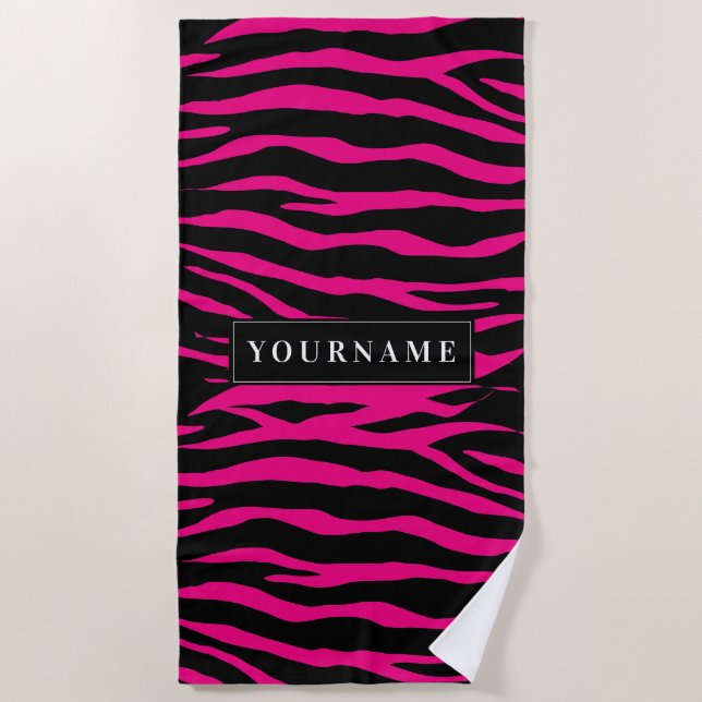 Personalized zebra stripe pattern animal print beach towel (Front)