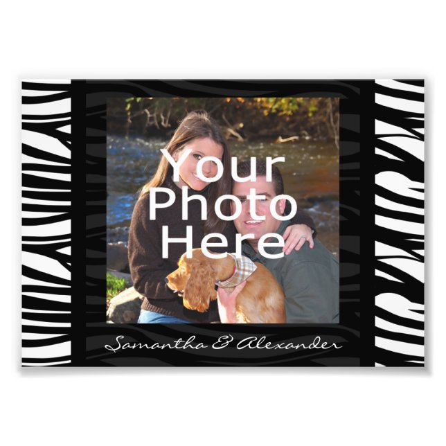 Personalized Zebra Stripes Black Photo Border Print (Front)