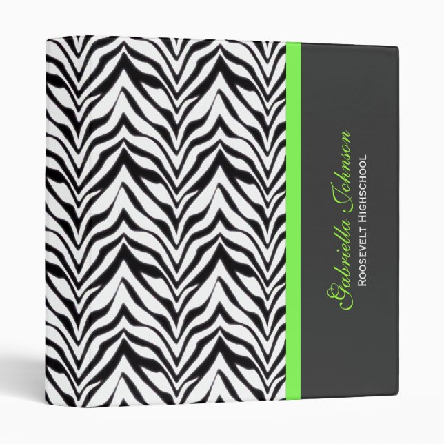 Personalized Zebra Trimmed Binder (Front/Spine)