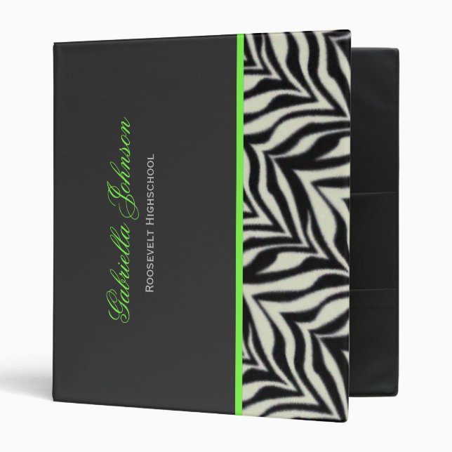 Personalized Zebra Trimmed Binder (Front/Inside)
