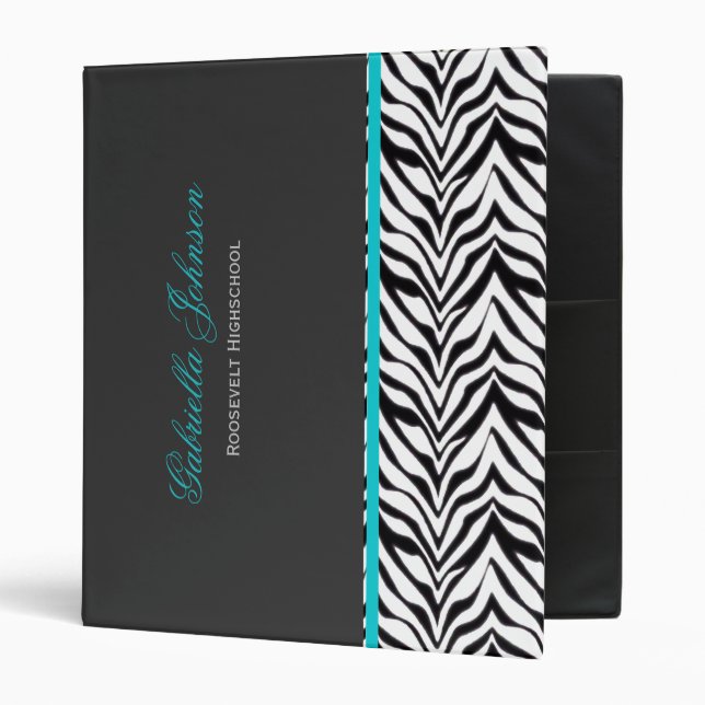 Personalized Zebra Trimmed Binder (Front/Inside)