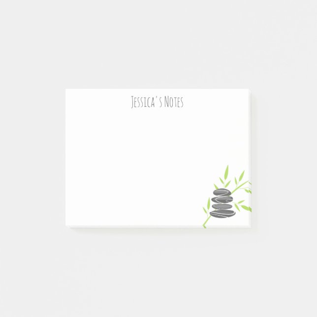 Personalized zen stones and bamboo Post-it® notes (Front)