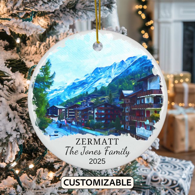 Personalized Zermatt Ornament, Switzerland Ceramic Ornament (Creator Uploaded)